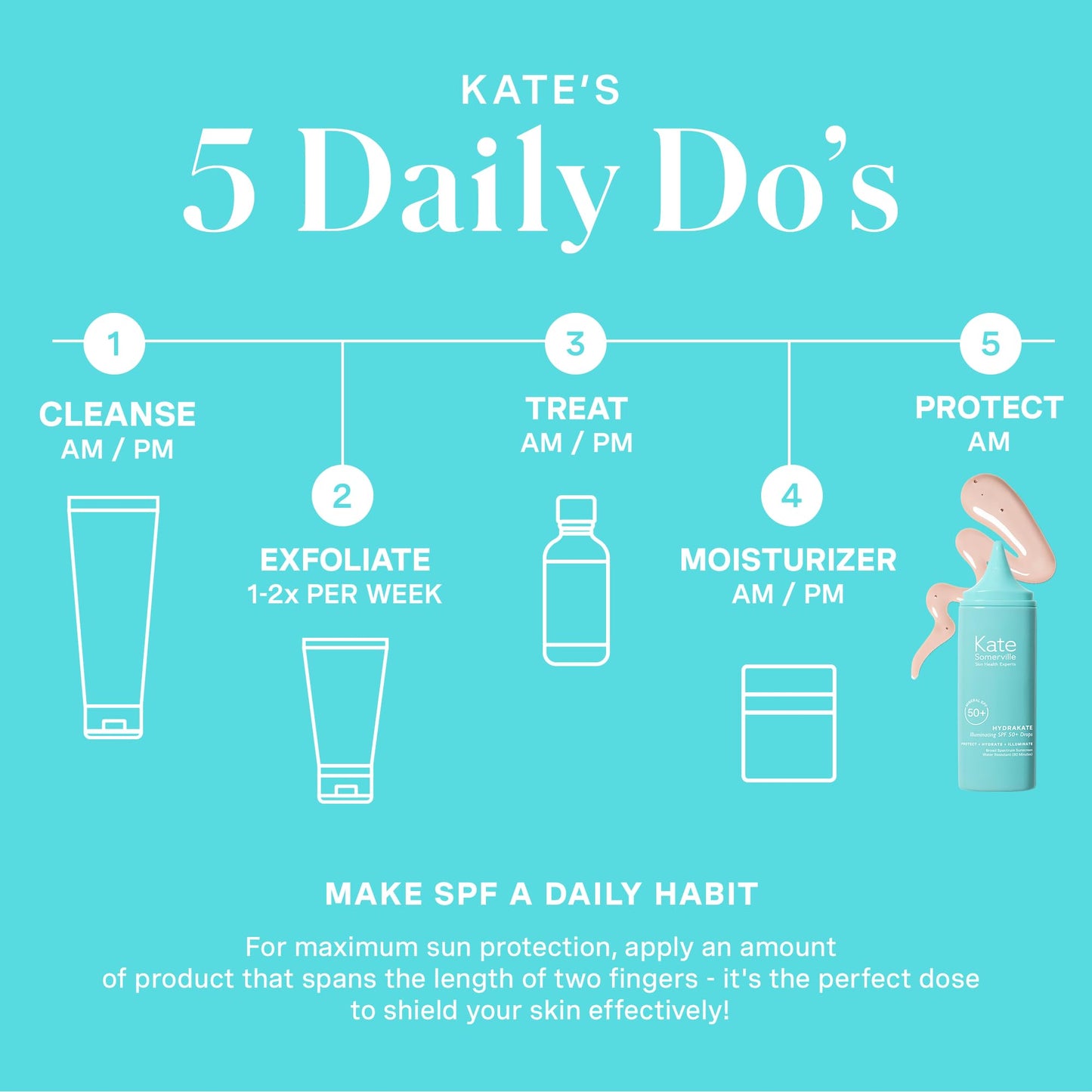 KATE SOMERVILLE Kate Somerville HydraKate Illuminating Sunscreen Drops for face with 50+ SPF, Zinc Oxide and Mineral Tinted, Moisturizing and Anti-Aging, 50 mL