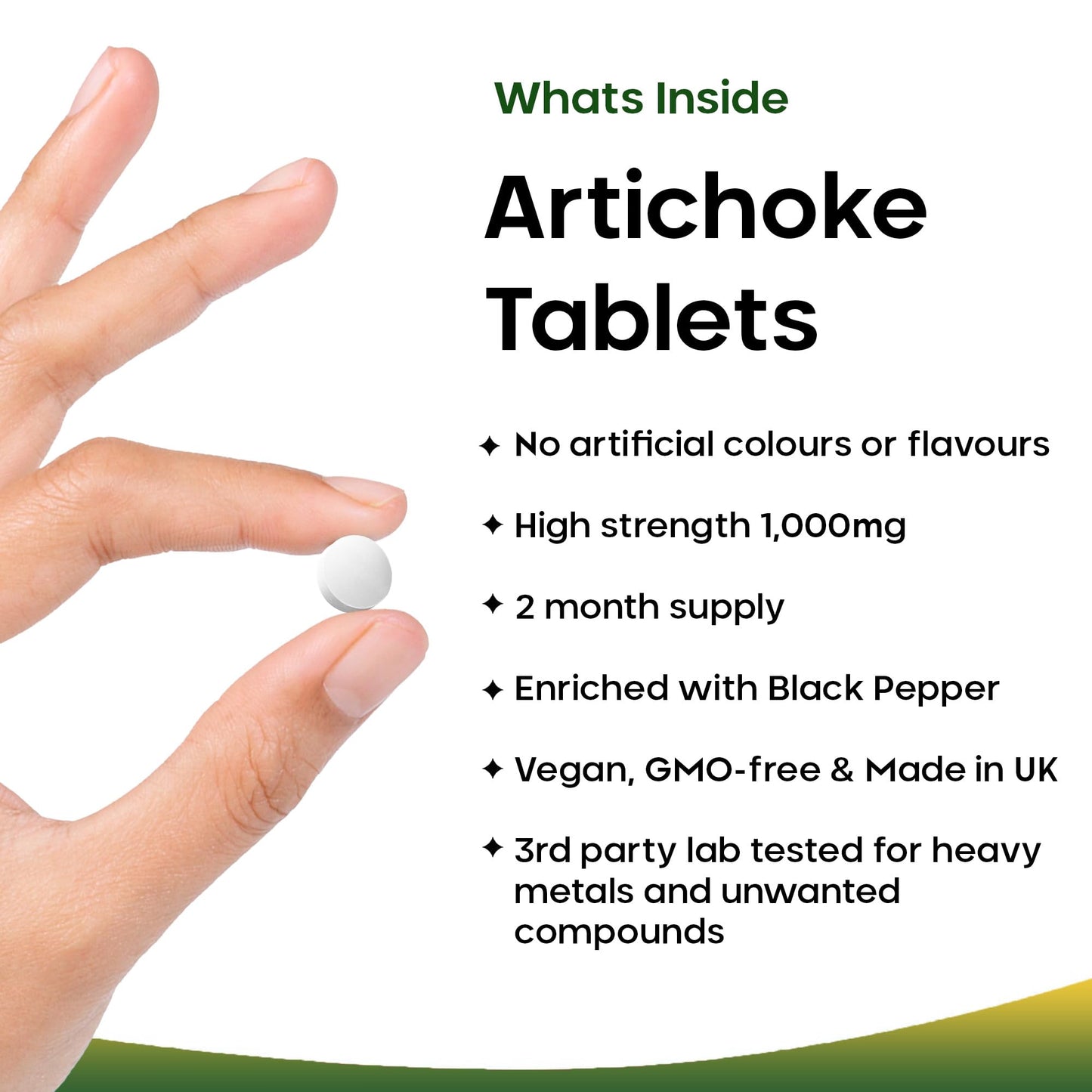 NEW LEAF PRODUCTS Artichoke Extract Tablets - 120 High Strength Artichoke Extract Tablets Enriched with Black Pepper - Artichoke Supplements No Inulin or Leaf Fibre - 5% Cynarin - 1000mg Made in UK