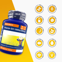 Zipvit Vitamin D 1000IU, 1 Year Supply, 365 Vegetarian D3 Tablets, High Absorption, Easy-to-Swallow Vitamin D Tablets for Immune, Bone & Muscle Health