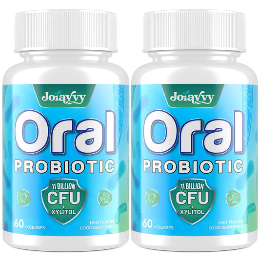 Joiavvy Oral Probiotics 11 Billion CFU, 7-in-1 Dental Probiotic with BLIS K12 & M18, Fast-Dissolving Lozenges for Fresh Breath & Healthy Gums, Sugar-Free, Natural Mint Flavor (60 Count (Pack of 2))