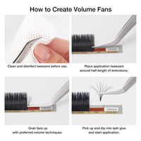 LASHVIEW 1S Fast Fan Silk Individual Eyelash Extensions 0.07mm Thickness M Curl 8mm Length Handmade Semi-permanent Auto-Fan Volume Eyelashes For Professional Salon Use