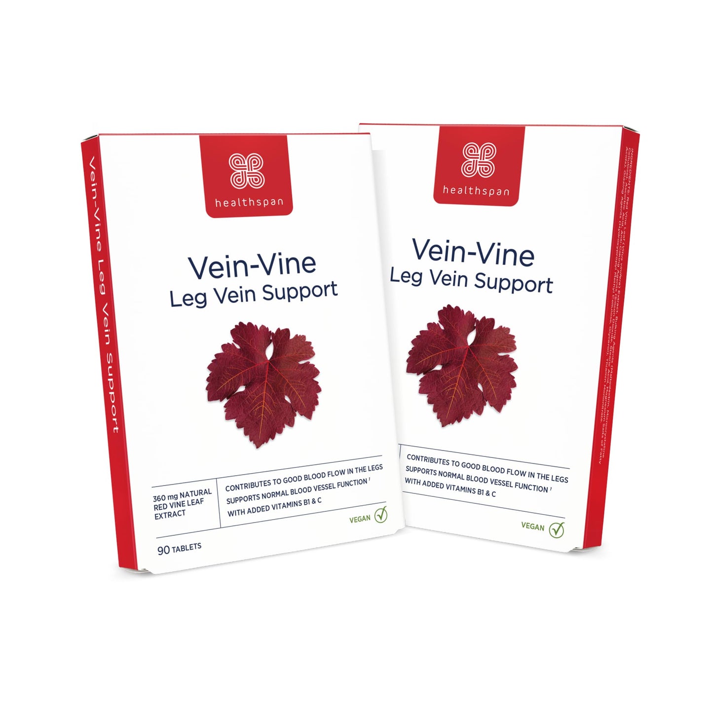 Healthspan Vein Vine Leg Vein Support 360mg (180 Tablets) | for Tired & Heavy Legs | Maintains Healthy Leg-Vein Functions | Red Vine Leaf Extract | Added Vitamins B1 & C | Vegan