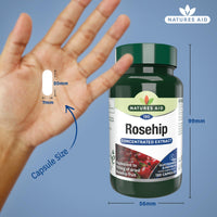Natures Aid Rosehip 750mg 120 Capsules – High Strength Rosa Canina Extract for Joint Support, 3000mg Equivalent of Dried Fruit, Vegan, Gluten-Free, Vegetarian, No Gummies or Tablets