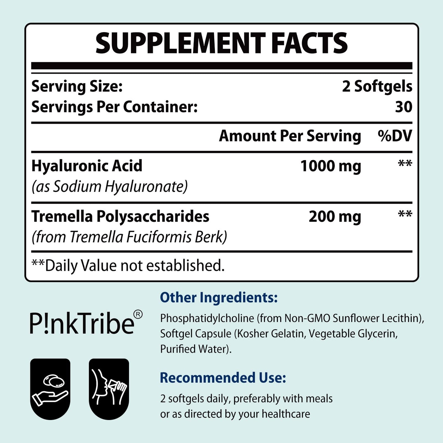 Liposomal Hyaluronic Acid Supplement - 1200mg Per Serving, High-Potency Bioavailable Hyaluronic Acid Capsules, Supports Skin & Joints, 60 Softgels
