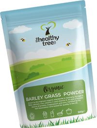 Organic Barley Grass Powder by TheHealthyTree Company - High in Calcium, Fibre, Iron and Vitamin C - Gluten Free Pure Vegan Barleygrass from Germany (500g)