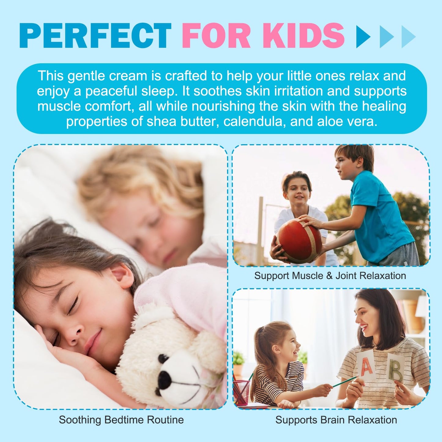 Magnesium Cream for Kids - Natural Soothing & Calming Magnesium Lotion with Aloe Vera & Chamomile, Perfect for Sensitive Skin, Promotes Relaxation & Better Sleep - 120g