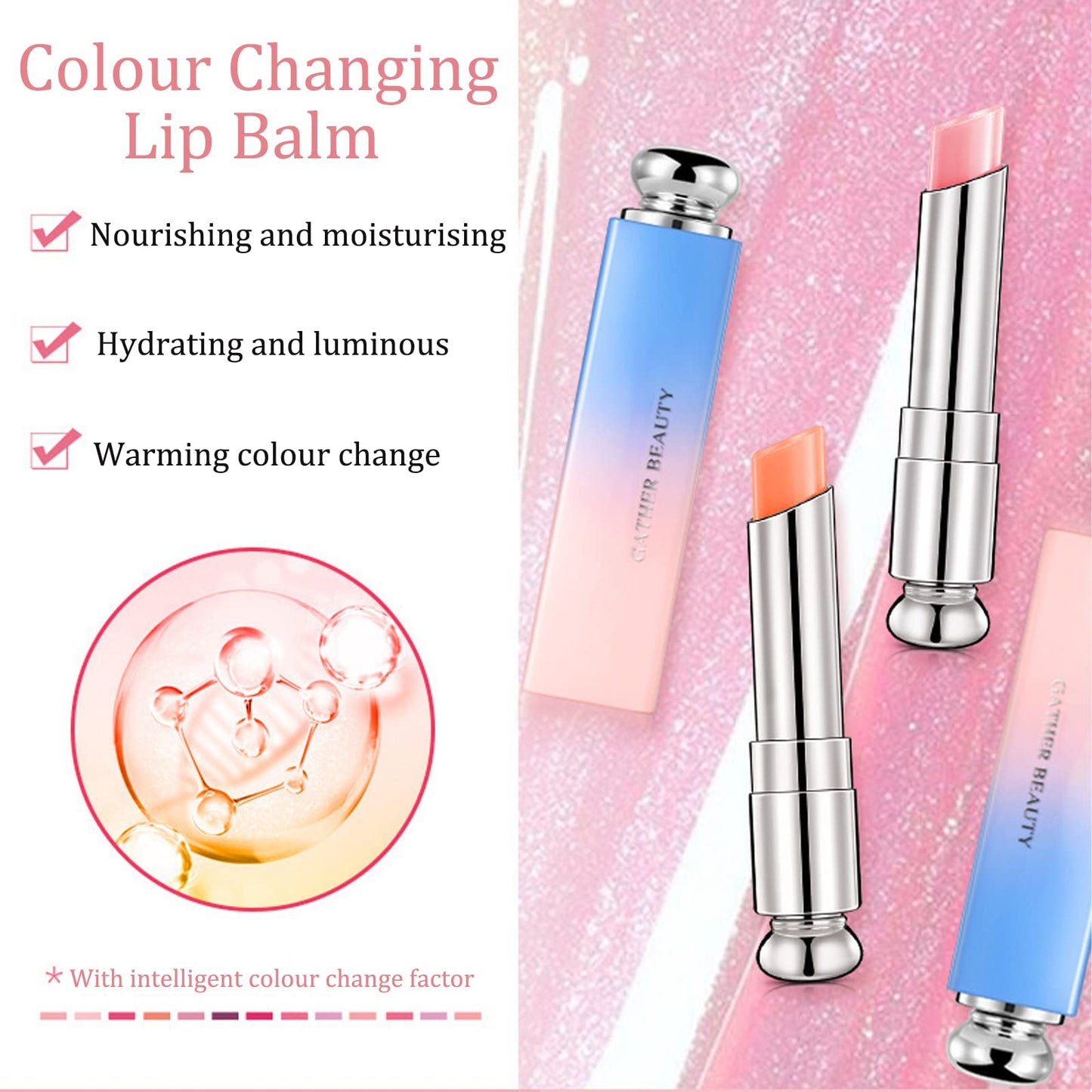 SHEBEEDO Jelly Lip Balm Set, 3PC Magic Temperature Color Change Tinted Lip Balm for girls,Long Lasting Moisturizer Lip Gloss, Jelly Lipstick Gift Set