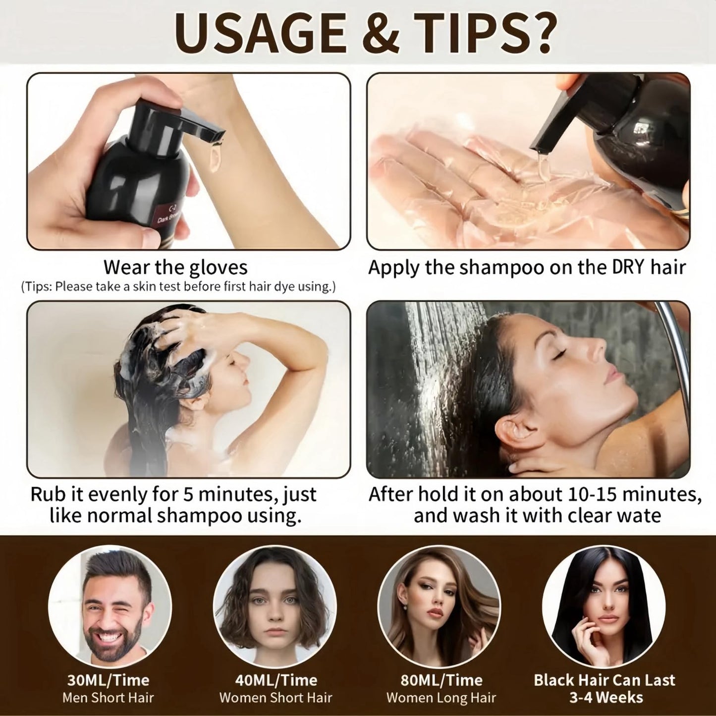 Ruojiar Po/lar Hair Dye Shampoo,3 in 1 Hair Color Shampoo,Instant Color Sham/poo,Colour Sham/poo for Gray H/air,Herbal Ingredients,Semi Permanent Ha/ir Dye,Gentle Maintenance Solution,Long-Lasting,Light Brown