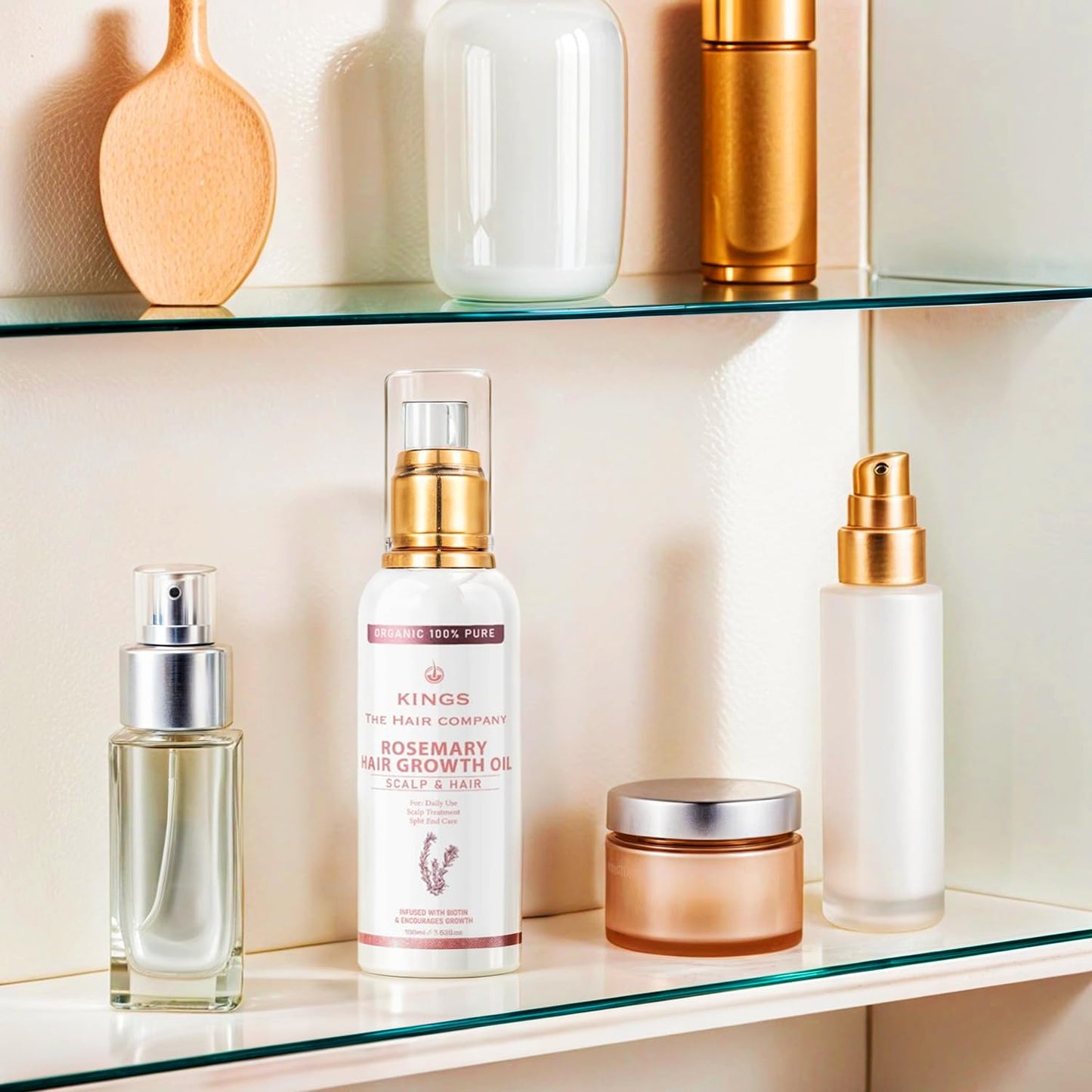 Kings 100% Natural Rosemary Oil for Hair Growth with Biotin - Promotes Hair Growth & Prevents Hair Loss, Organic Rosemary Hair Oil to Treat Dry Damaged Hair for Men & Women | 100 ml