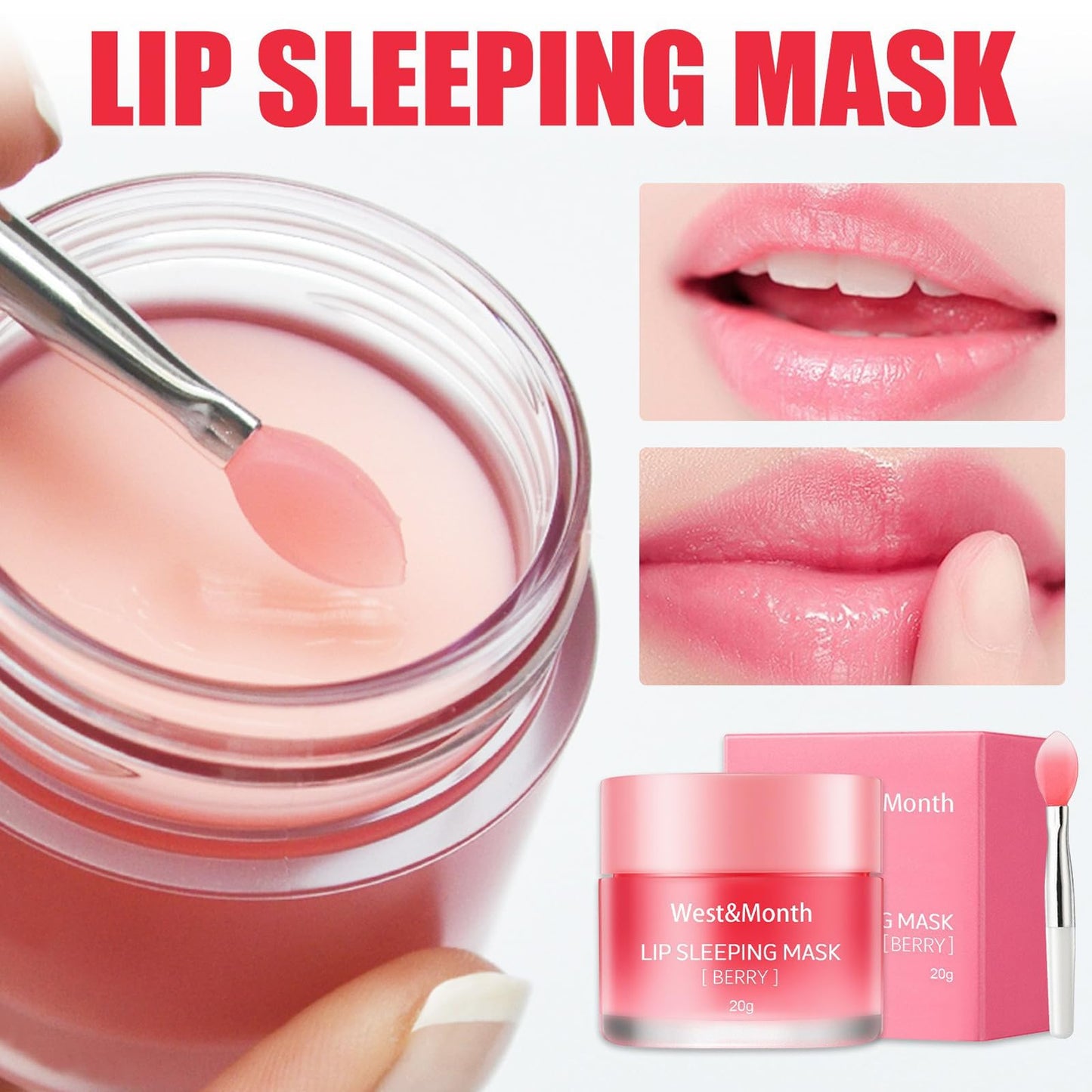 EONFAVE Lip Mask - Lip Sleeping Mask - Lip Sleep Mask Overnight Lip Skincare Lip Oils - Lip Moisturiser for Dry Chapped Peeling Cracked Lips Fades Lip Lines, Lip Balm for Moisture Lip Care