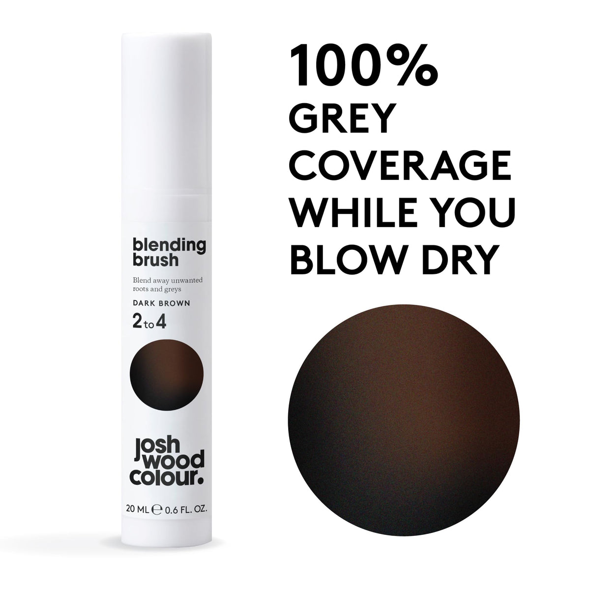 Josh Wood Colour Dark Brown Blending Brush Duo Bundle Grey Root Touch Up to Cover Regrowth in between Colouring, Temporary, WASHES OUT, Vegan, 2 Tubes