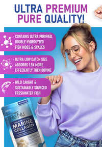 Skin Pep 100% Pure Marine Collagen 120 Capsules - 1270mg (Not Collagen Powder) - 2 Months Supply - Collagen Supplements for Women & Men - Premium Double Hydrolysed Type 1 Collagen Peptides by SkinPep