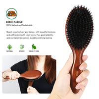 BESTOOL Hair Brush, Boar Bristle Hair Brush for Women Men Children, Beech Paddle Natural Boar Bristle Brush for Thin, Fine Hair, Improve Hair Texture (Beech)