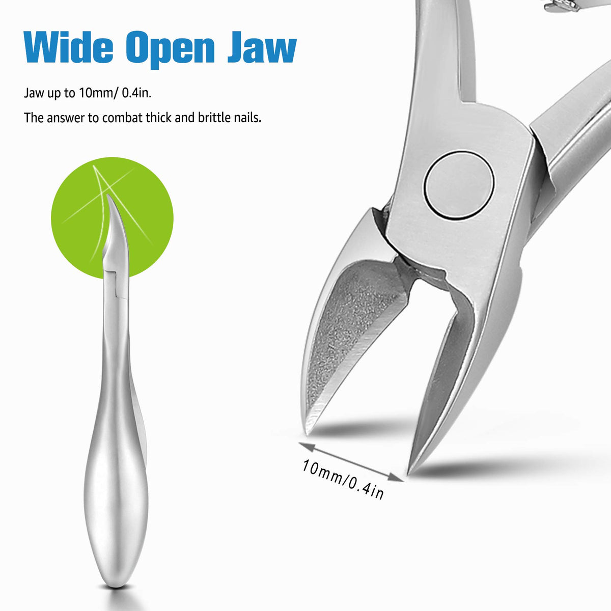 FERYES Toenail Clippers for Thick Nails, Toe Nail Clipper for Ingrown Hard Toenails, Professional Podiatrist Heavy Duty Toenail Scissors for Seniors,Women,Men, Silver