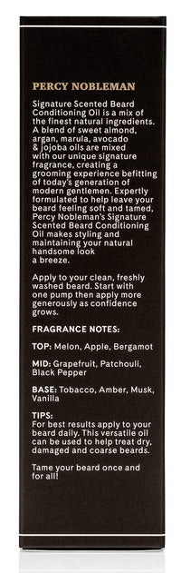 Percy Nobleman Beard Oil – 99% Naturally Derived Conditioning Oil with Signature Scent – Softens, Nourishes & Reduces Beard Itch – Vegan, Non-Greasy & Fast-Absorbing – Made in England (100ml)