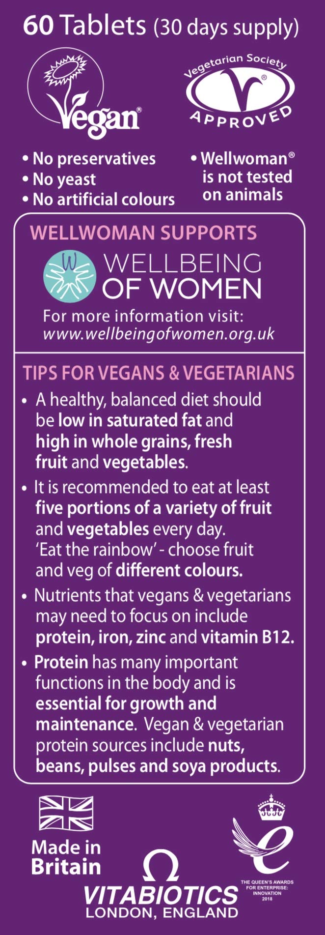 Wellwoman Vitabiotics Vegan Tablets