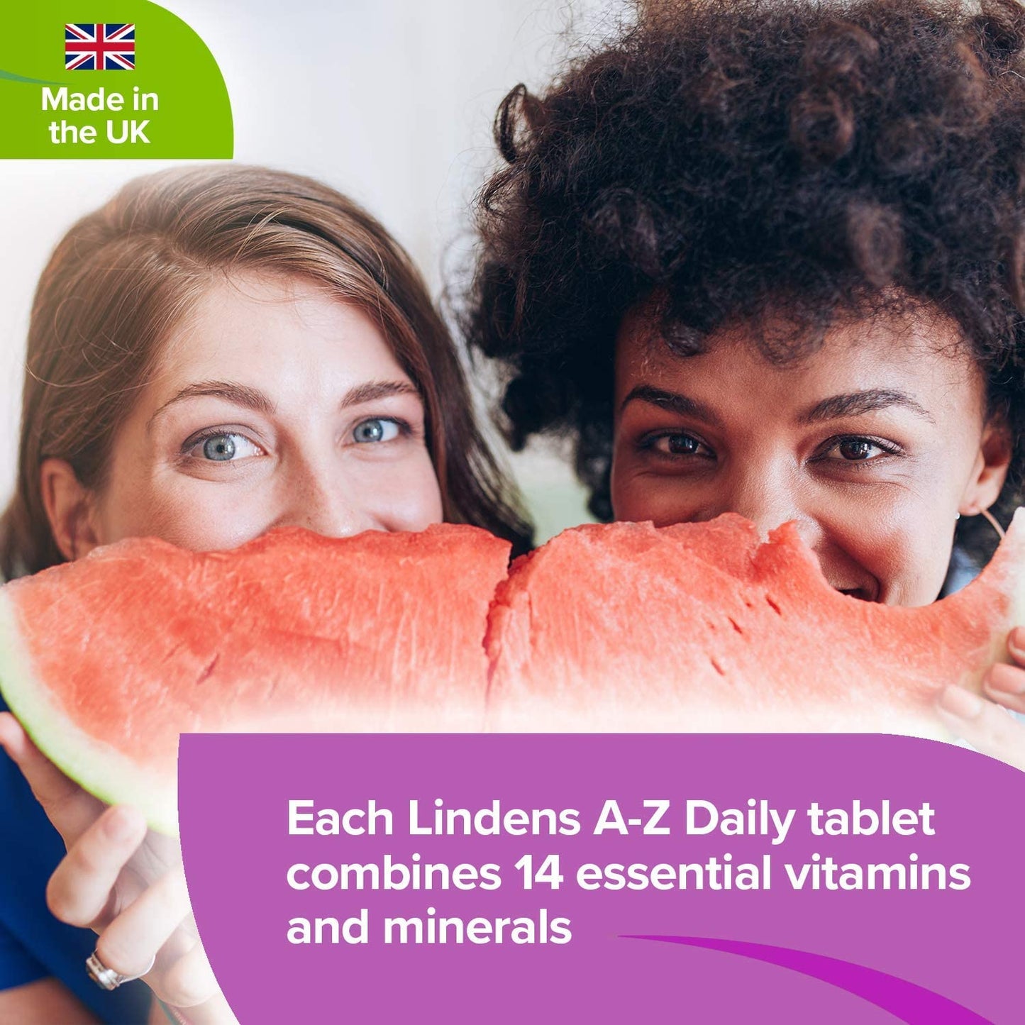 Lindens Multivitamin A-Z Daily Tablets - 90 Pack, UK Made, Perfect Vitamin & Mineral Balance of Vitamin A, C, D, E, B1, B2, B3, B6, B12, Folic Acid, Magnesium, Iron, Zinc & Iodine - Letterbox Friendly