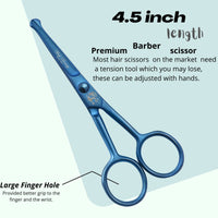 wish beauty,the royal elegance wishbeauty Kids Safety Round Tip & Curved Hair Scissors - Professional Salon Barber Scissors for Baby (Blue, 4.5")