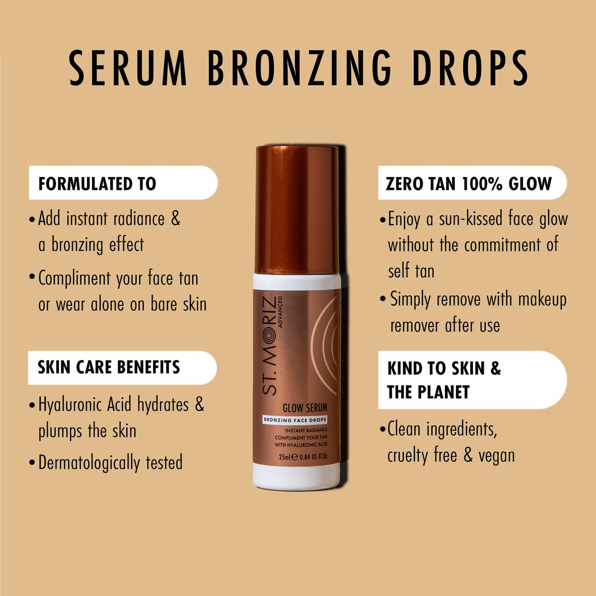 ST. MORIZ St Moriz Advanced Glow Serum Bronzing Drops | Bronzing Face Serum with Hyaluronic Acid | Gives an Instant Sun-Kissed Complexion | Natural Glow Enhancer | Liquid Bronzer for Face | Vegan | 25ml
