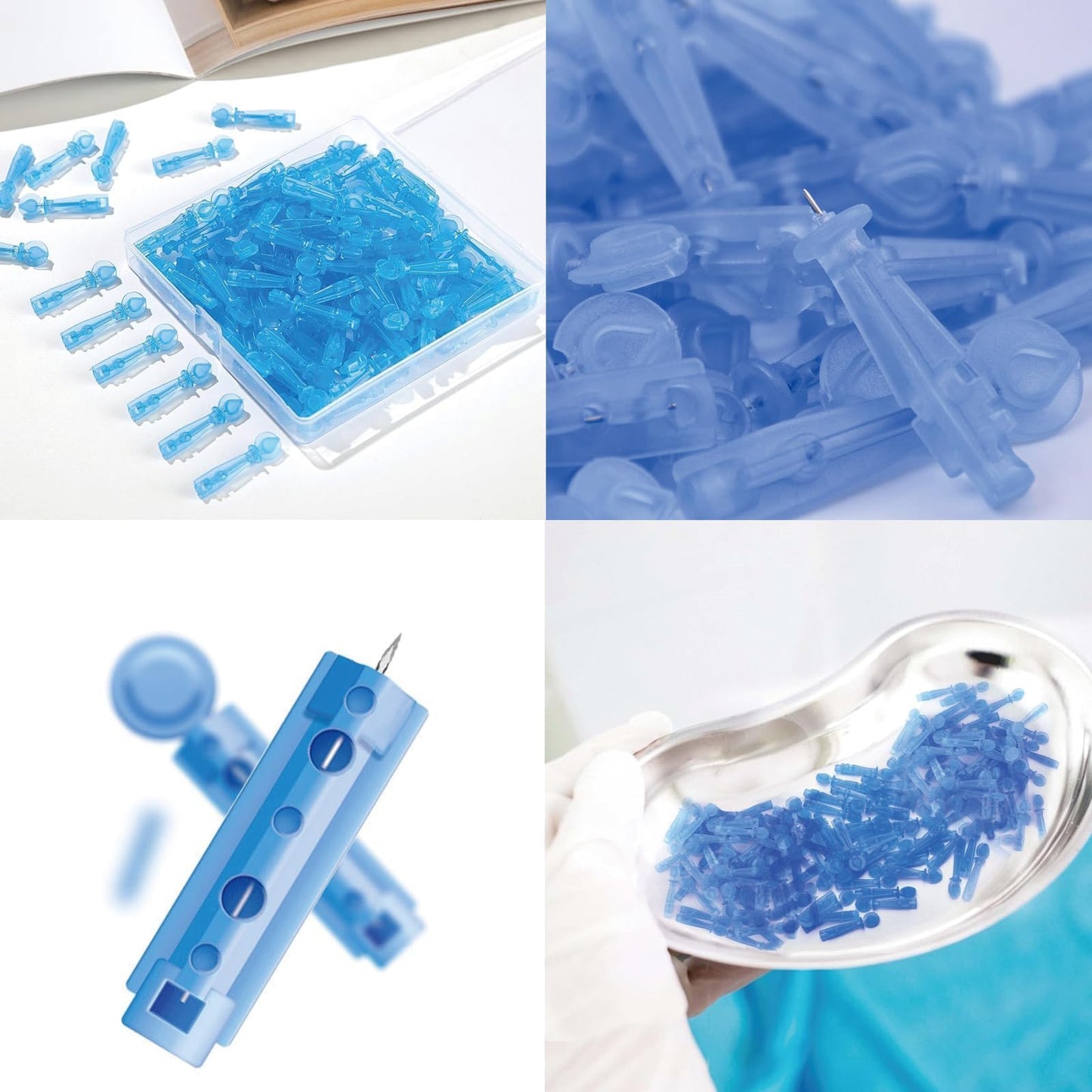 BPTZYLN 200 Pcs Pimple Needle Blackhead Blemish Remover, Milia Removal Needle Blue Tool Cyst Removal, Professional Pimple Popper Remover Tools for Clear Skin, Beauty Salon Home Sterile Needles for Cysts