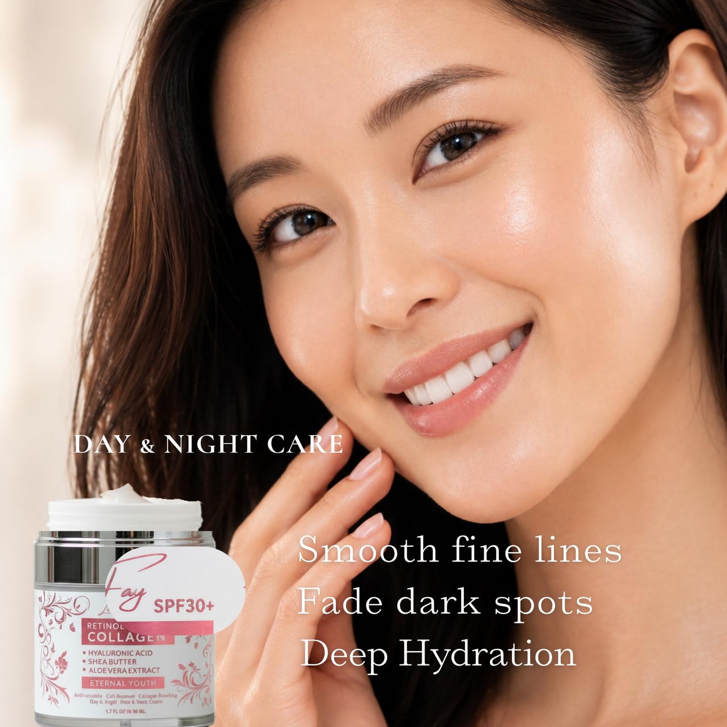 Liv La Fay Retinol, 5 Peptides & Collagen Face Cream SPF 30 | Anti-Aging Day & Night Moisturiser with Hyaluronic Acid, Ceramides & Niacinamide | Face, Neck & Decollete | Korean-Inspired | 50ml