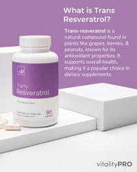 vP Vitality Pro Trans Resveratrol Supplements, 90 Capsules - 500 milligrams Pure Trans Resveratrol Powder for Vitality & Immunity Support - Vegan Dietary Supplements