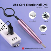 COSLUS Electric Nail Drill, Nail Files for Gel Acrylic Nature Nails, Adjustable Speed 0-20000RPM, Portable Manicure Pedicure Set with 6 Drill Bits 31 Sanding Bands, E File Gifts for Beginner Girl Women Mum