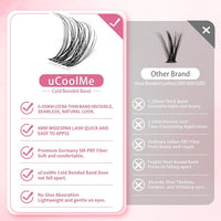 UCOOLME uCoolMe Venus Lash Clusters Kit 8-16mm with 5-6mm Bottom Lashes Wispy Natural Eyelash Clusters Kit D Curl -WideSpan Thin Invisible Lash Band