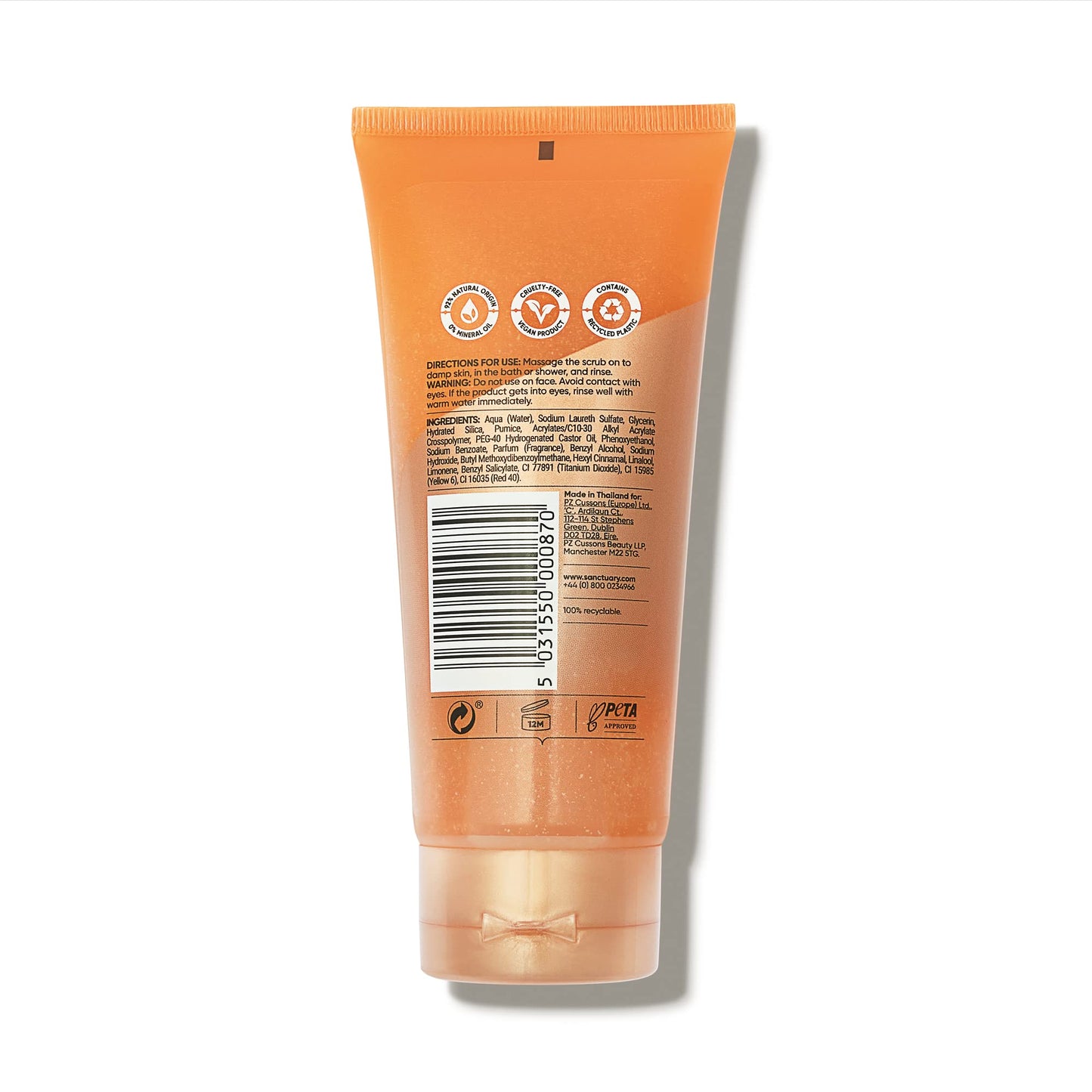 SANCTUARY Sanctuary Spa Exfoliating Body Scrub, No Mineral Oil, Cruelty Free and Vegan Body Exfoliator, 200 ml