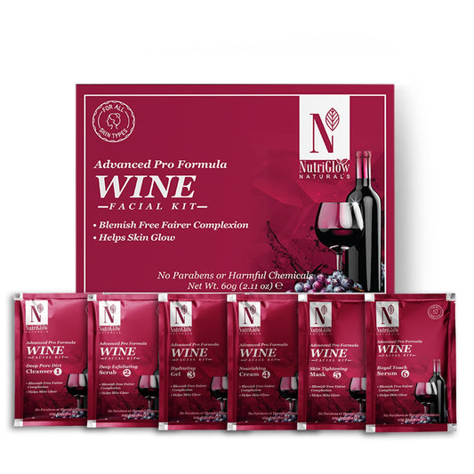 NUTRIGLOW NATURAL'S Advanced Pro Formula Wine Facial Kit For Glowing Skin, Blemish Free Fairer Complexion For All Skin Type, 2.11 Oz