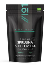 ALPHA01 Organic Spirulina & Chlorella 2000mg - 300 Tablets - Broken Cell Wall - Cold Pressed Pure Supplement with No Additives (75 Day Supply) by Alpha01