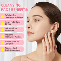 herlosfeel Kojic Acid And Turmeric Pads，Turmeric Kojic Acid Pads，Turmeric Kojic Acid Cleansing Pads，Turmeric And Kojic Acid Cleansing Pads Face Exfoliating Dark Spots Resurfacing Pads For Face & Body 50PCS