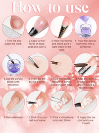 EBANKU Acrylic Powder Set, 24 Colors Acrylic Powder Professional Acrylic Nail Powder for Nail Acrylic Extension, Nail Carving, Long-Lasting, No Nail Lamp Needed