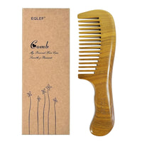 EQLEF Green Sandalwood Wide-tooth Natural comb, Large Sandal Wood Hair Comb Wooden Comb Anti Static Combs