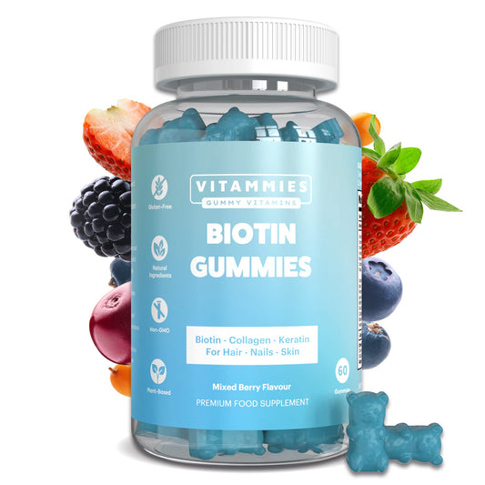 Vitammies Biotin Gummies 5000mcg for Hair, Skin, and Nails | Multivitamin for Women with Biotin, Keratin & Fish Collagen | Non Vegan | Anti-Aging | Gluten-Free | Plant-Based (60 Gummies)