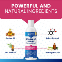 Natures Relief Co Psoriasis Shampoo with Salicylic Acid | Natural Scalp Treatment for Itchy, Flaky, Dry Scalp | Tea Tree, Lemongrass & Aloe Formula | Sulfate-Free, pH-Balanced | Daily Care for Healthy Hair | 200ml