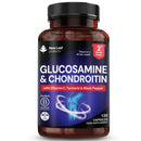 NEW LEAF PRODUCTS Glucosamine and Chondroitin High Strength - Enriched With Turmeric And Vitamin C - Glucosamine Sulphate Chondroitin Sulphate, Food Supplement - Contributes To The Normal Function of Bones 120 Capsules