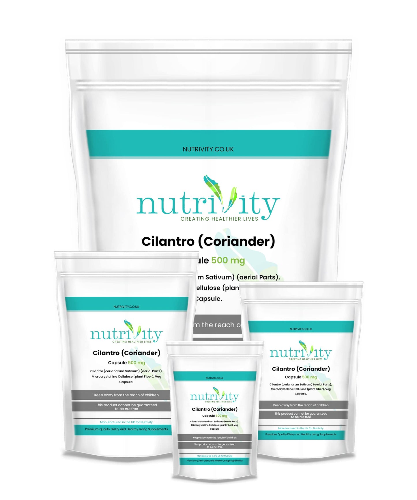Cilantro (Coriander) 500mg Vegan Capsule | Natural Herbal Cleanser |Detox | Antioxidant | Healthy Skin | Immune Health| Manufactured in The UK by Nutrivity 30 Caps