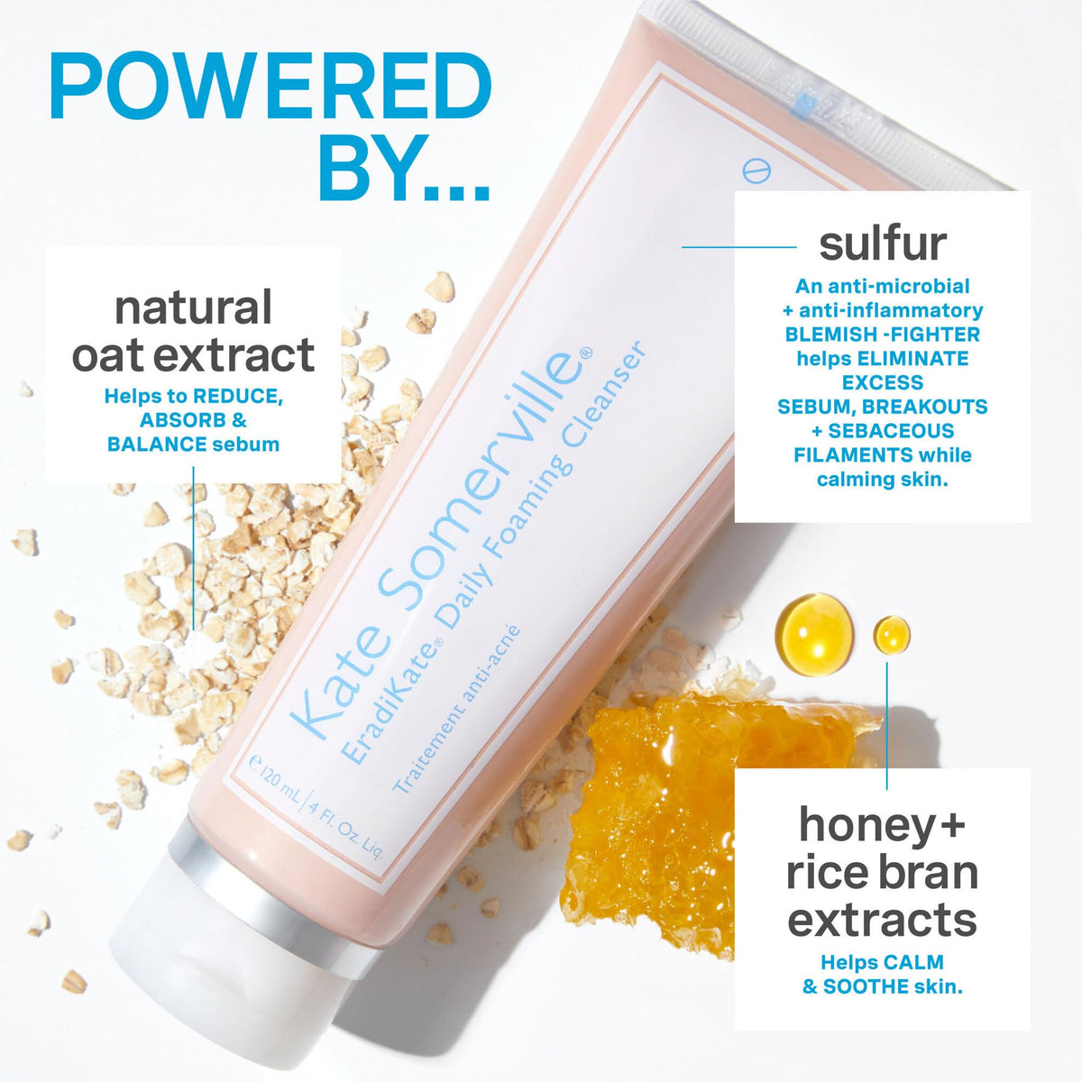 KATE SOMERVILLE Kate Somerville EradiKate Daily Foaming Cleanser, Blemish Treatment, Clinically Formulated Blemish Face Wash, Balances Skin and Cleans Pores, 120ml
