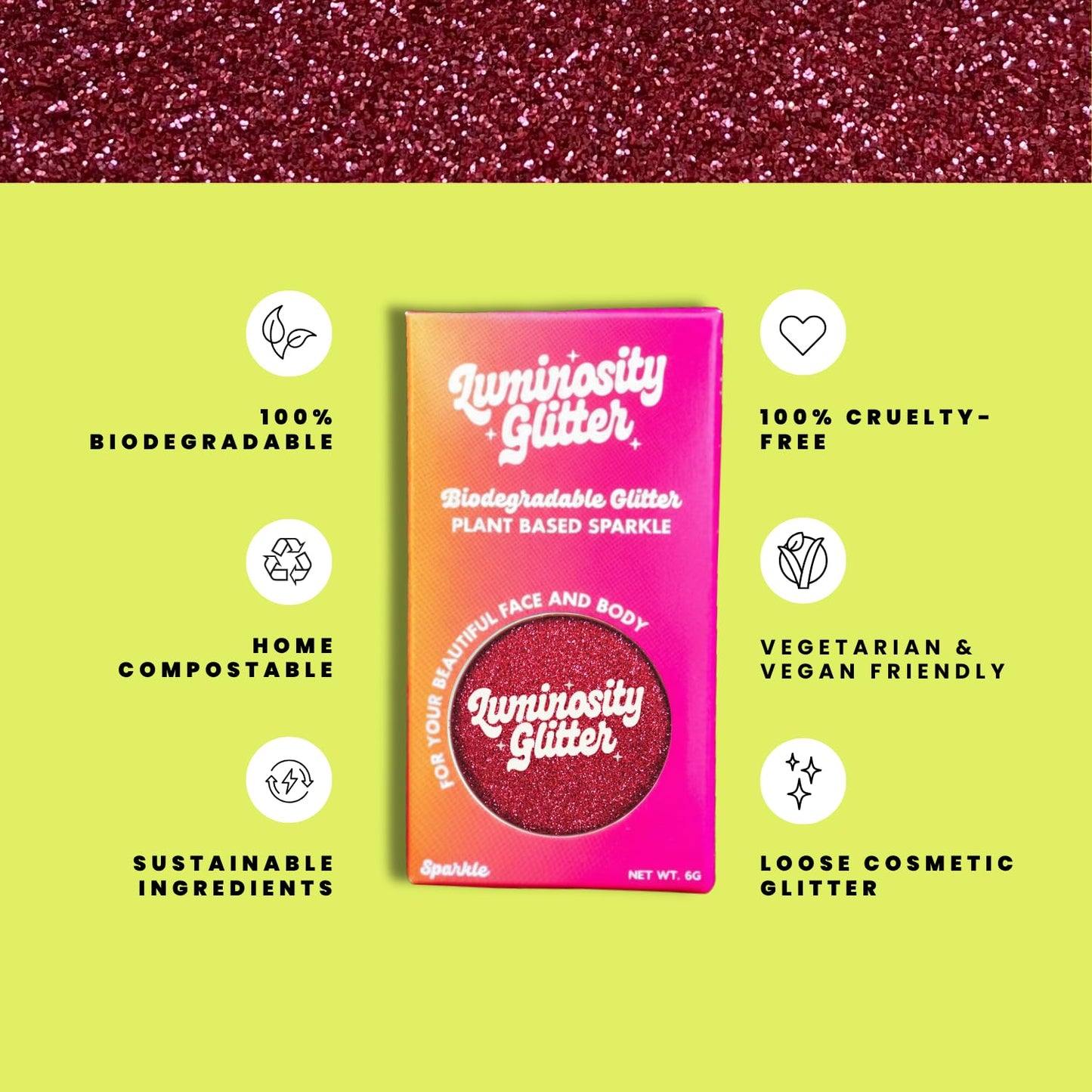 Luminosity Glitter JOIN THE ECO GLITTER REVOLUTION Fine Glitter Makeup - Biodegradable Sparkly Makeup - Glitter for Face, Body, Hair and Nails - Loose Eco Friendly Bioglitter Makeup - Rose Pink Fine - 6 Grams