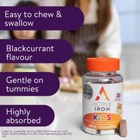 Solvotrin Active Iron Supplement 7 mg + Vitamin D for Kids – Increases Iron & Energy Levels – Gentle, Non-Constipating Blackcurrant Chews – Highly Absorbed – Supports Growth & Immune Health – 30 Chews