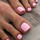 NLFOX French False Toenails - 24pcs Press On Toe Nails - Baby Pink Toe Press On Nails - High Glossy Fake Toe Nail with Glue On - Full Cover Toenail-Tips for Women Nails Art Manicure