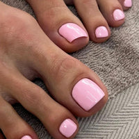 NLFOX French False Toenails - 24pcs Press On Toe Nails - Baby Pink Toe Press On Nails - High Glossy Fake Toe Nail with Glue On - Full Cover Toenail-Tips for Women Nails Art Manicure