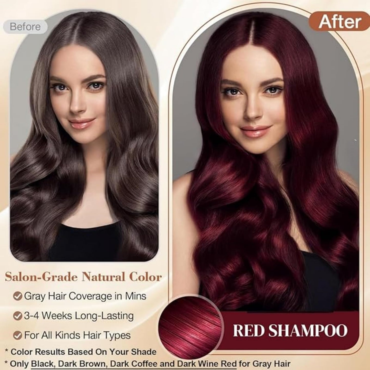 Mubuni Hair Care Instant Dye Shampoo,Polar Hair Dye Shampoo Women 3-In-1 Sha/mpoo for Color Hair,Instant Herbal Coloring Sham/poo,Hair Care Dye S/hampoo,Easy to Use Shampo/os Dy/e,Long Lasting(Red)