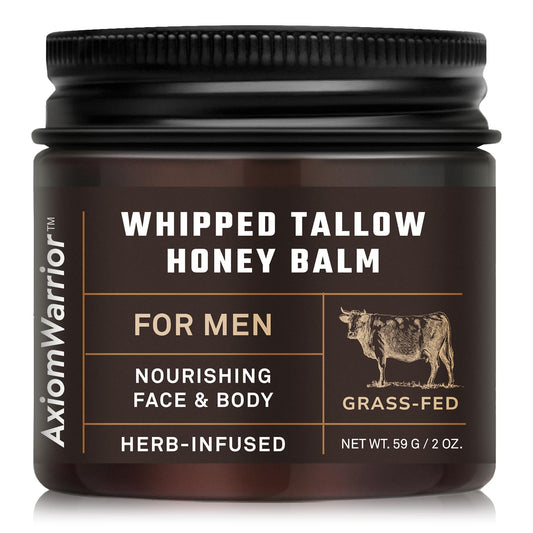 AxiomWarrior Beef Tallow Skin Care: Whipped Organic Beef Tallow Moisturizer Cream for Face & Body with Grass Fed & Finished - Hydrates, Smoothes, Nourishes Skin - Sensitive, Dry Skin - 2oz