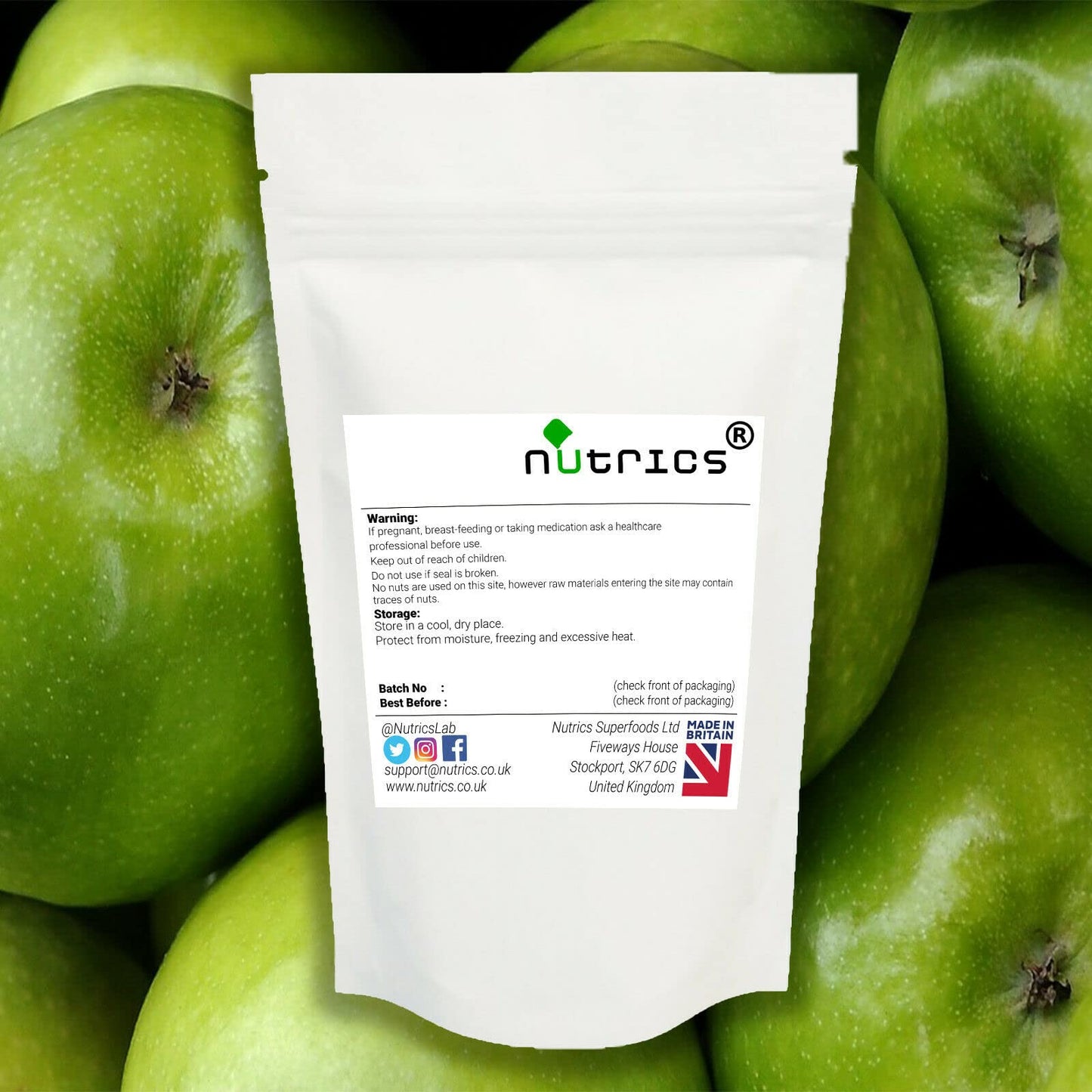 Nutrics® 100% Pure Malic Acid Pharmaceutical Grade Vegan Powder 75g- Nutrics Superfoods