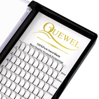 QUEWEL Pre Made Fan Eyelash Extensions 4D 0.10 C Curl MIX9-16mm Long Stem Premade Fans Volume Eyelash Extensions Pre Made Russian Volume Eye Lashes Long lasting Pre Fanned Russian Lashes (4D 0.10C MIX9-16mm)