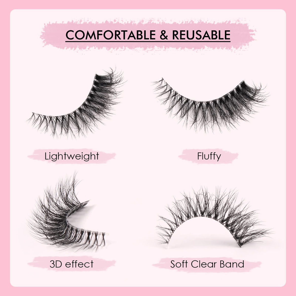 Glowing Win False Eyelashes with Glue 7 Pairs Lashes Fluffy Natural Cat Eye