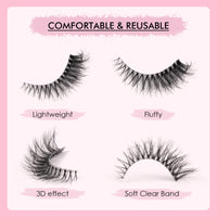 Glowing Win False Eyelashes with Glue 7 Pairs Lashes Fluffy Natural Cat Eye