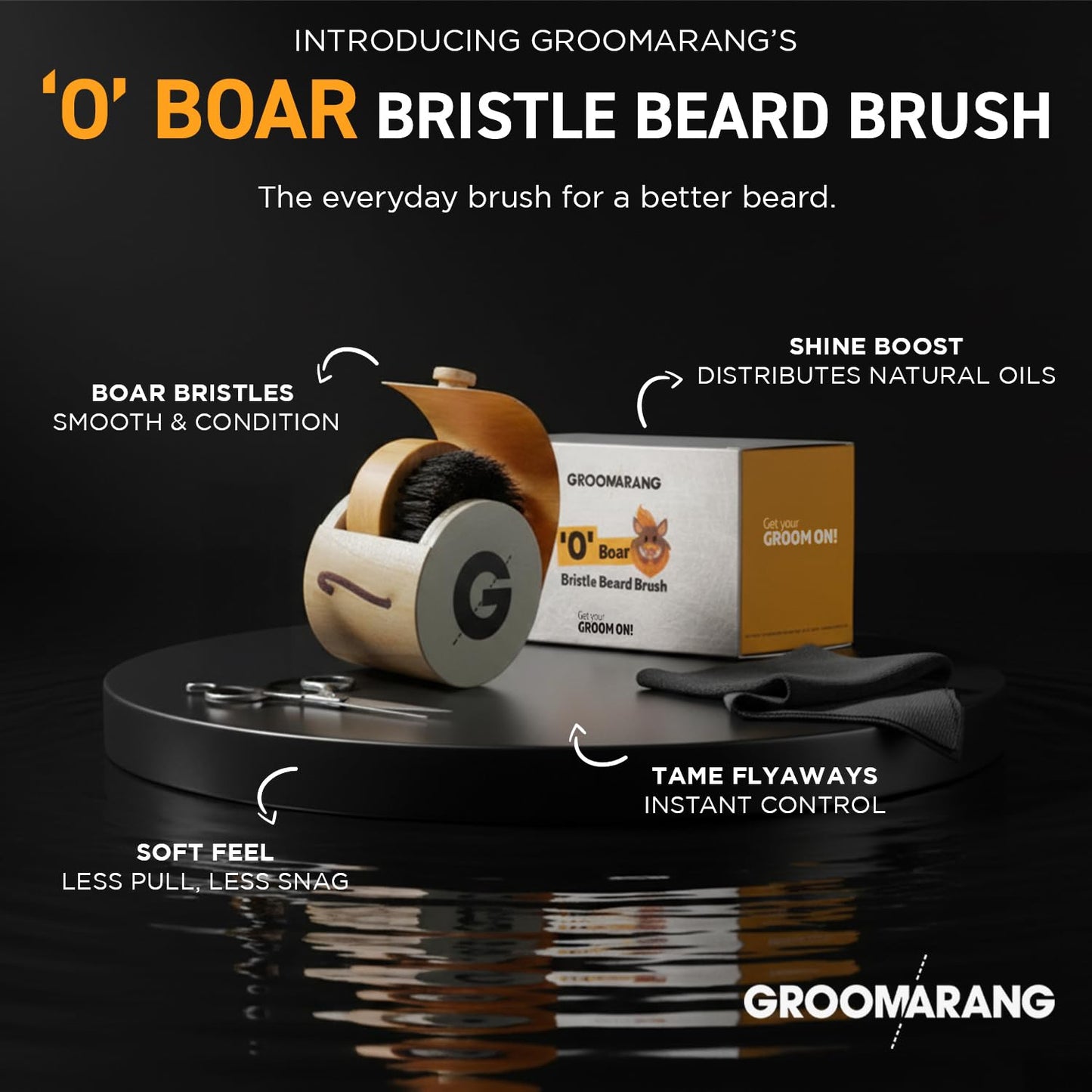 groomarang Groomarang Boar Bristle Beard Brush for Men Perfect Grooming Gift